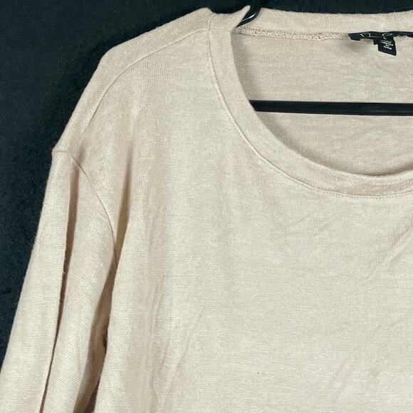 Jessica Simpson Womens Shirt Tan Side Split Scoop Neck Long Sleeved Stretch L - Picture 4 of 12